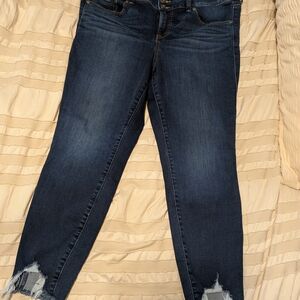 Torrid Navy Skinny Jeans with Frayed Hem